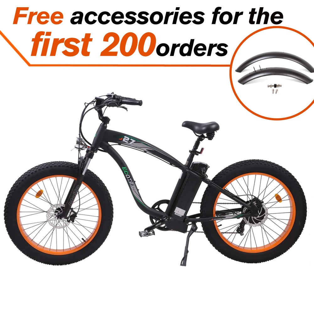 Ecotric Hammer Electric Fat Tire Beach Snow Vintage Bike 48V 750W