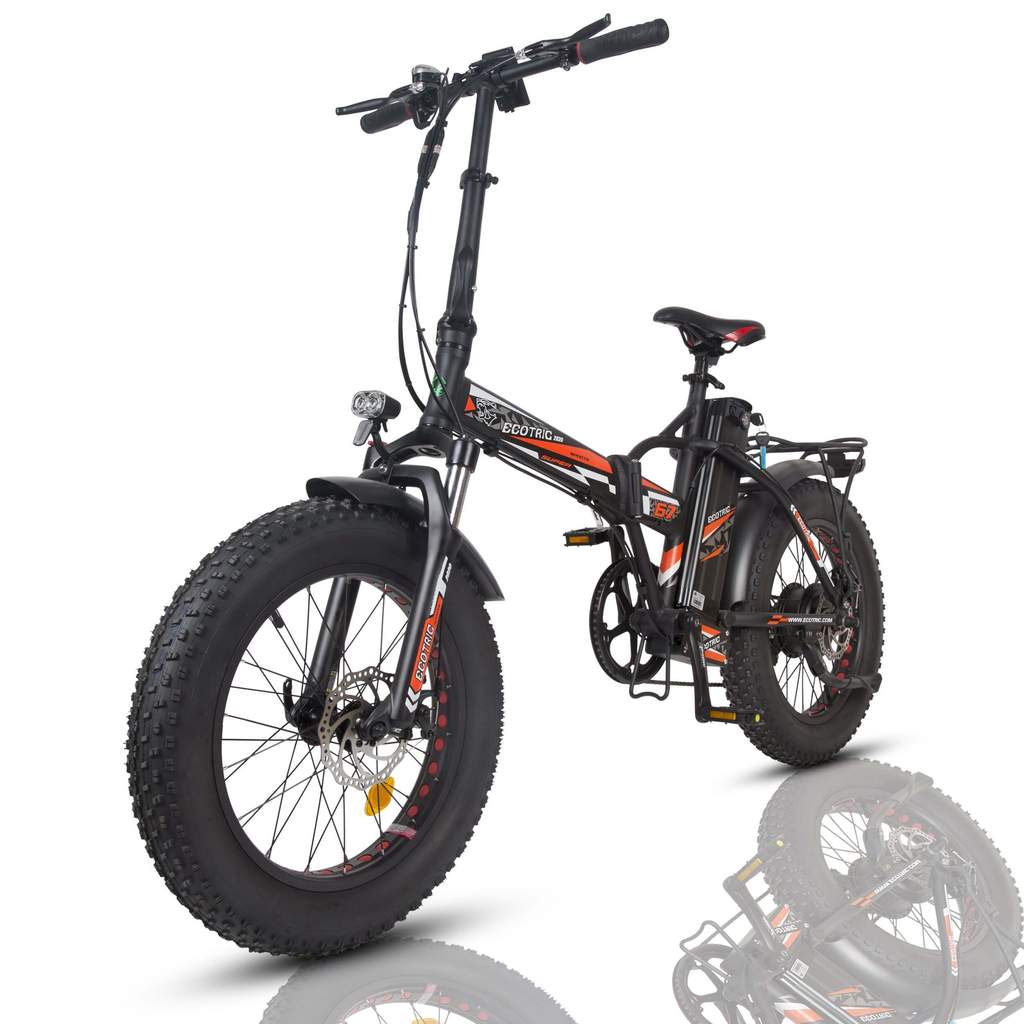 Ecotric Fat Tire Portable & Foldable Electric Bike, Color LCD, 48V