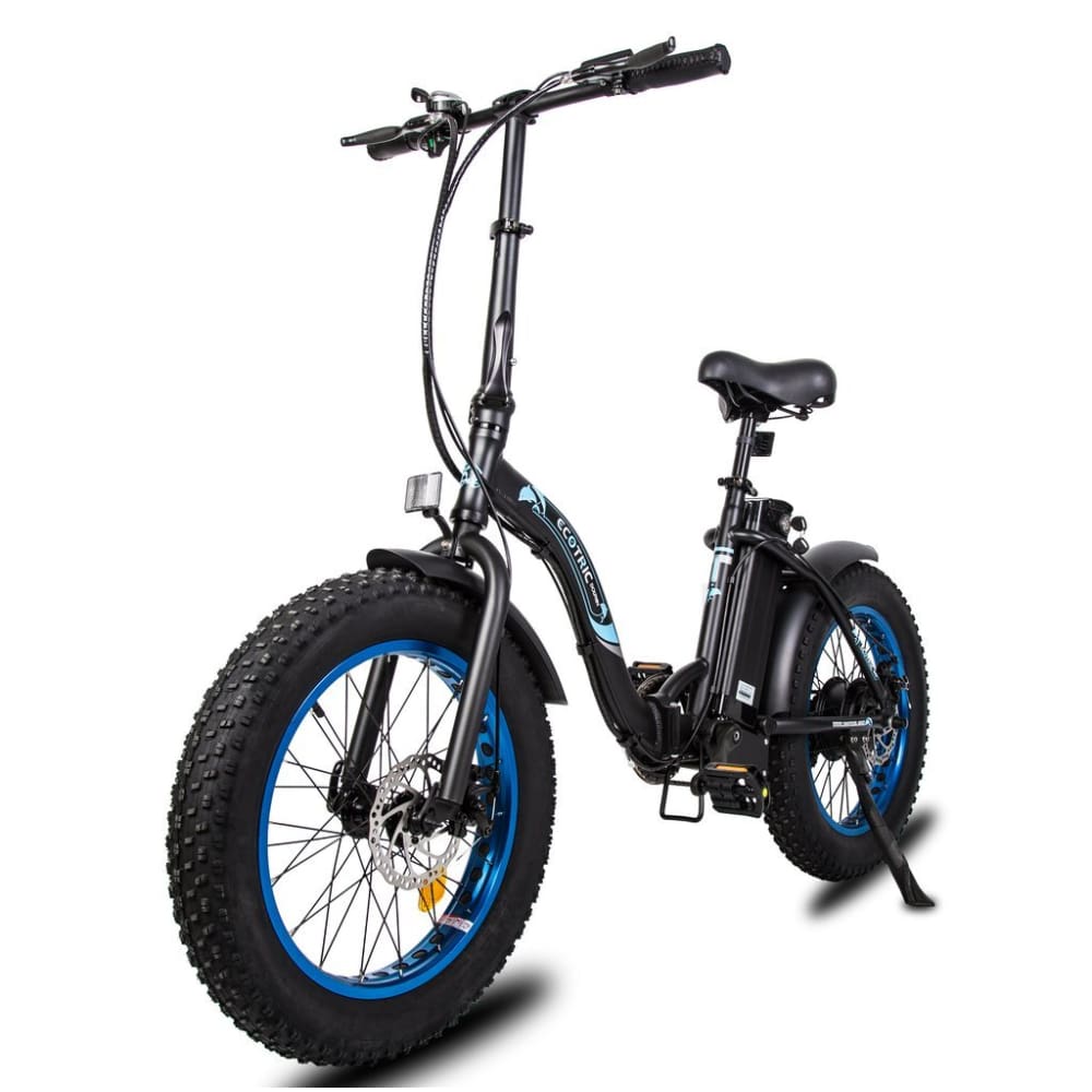 Electric Fat Bike - Ecotric Dolphin Folding Electric Bike - 36V 500W (Black / White) - electric bike
